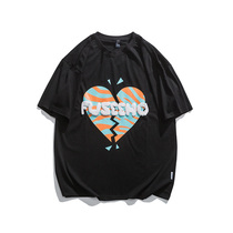 Short sleeve summer mens T-shirt thin cartoon print casual 2021 summer loose cotton round neck Half sleeve top