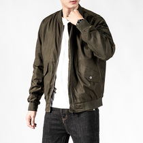 Bomber jacket mens 2021 spring new casual baseball uniform boys autumn and winter trend army green jacket