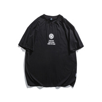 Short-sleeved T-shirt mens cotton round neck jacket summer new trendy print solid color casual wild loose jumper