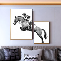 Light luxury living room decoration painting modern simple black and white creative equestrian combination Nordic restaurant bedroom hanging painting wall mural