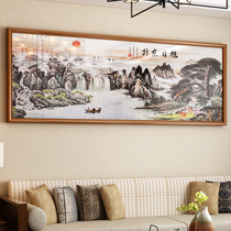 Rising Sun Dongsheng landscape painting back with backer mountain scenery living room decoration painting Chinese painting hanging painting office background wall mural painting