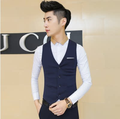 Small suit vest men's spring and autumn business casual vest suit Korean version slim British vest men's nightclub waistcoat