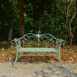 American-Style Country Wrought Iron Double Chair Bench Villa Garden Courtyard Decoration Leisure Chair Park Outdoor Chair with Backrest