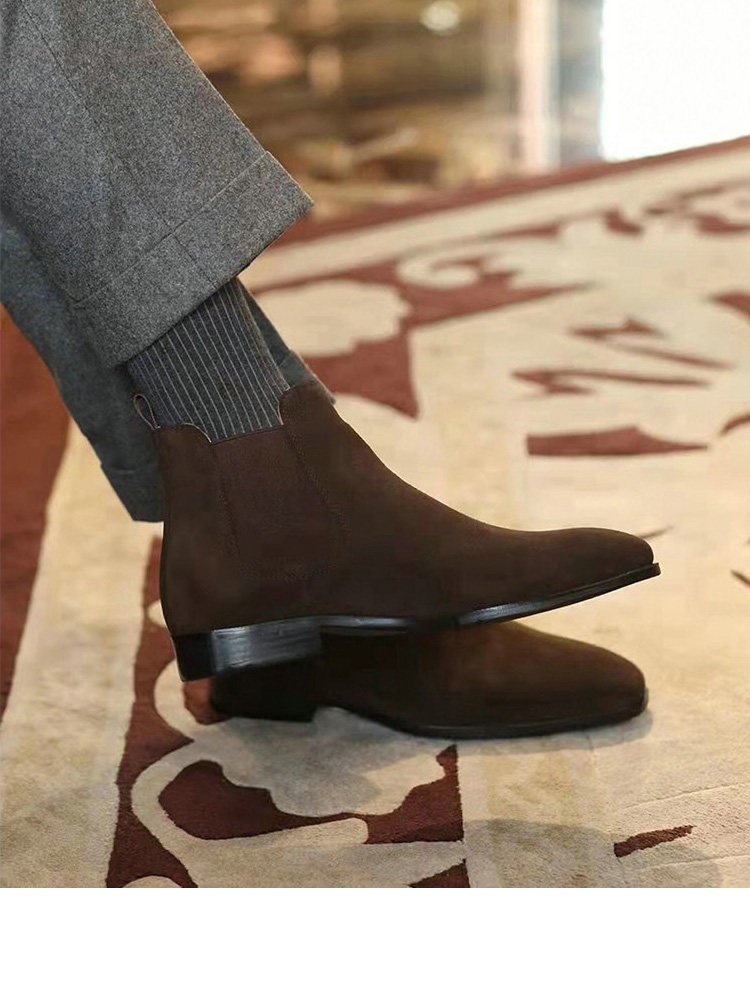 Челси сапоги 新品欧美冬季chelsea boot切尔西靴男款尖头商务真皮英伦马丁靴潮 Naigufu