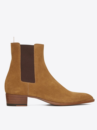 European and American winter CHELSEA BOOT Chelsea boots men's pointed-toe genuine leather British deerskin high-top Martin boots men's trendy