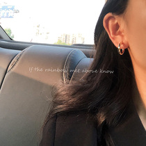 Golden small earrings Korean temperament plain hoop earrings female 2021 New High sense circle earrings earrings earring jewelry tide