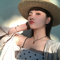 Strawberry Crystal Pendant Necklace Girl Tide Sweet Simple ins Summer Temperament Accessories Mori Black Rope choker