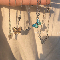2021 butterfly pendant necklace ins female tide Net Red cold wind niche design sense simple choker neck chain