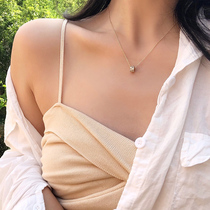 Small waist micro-inlaid zircon pendant necklace female niche design sense temperament light luxury choker ins tide cold wind