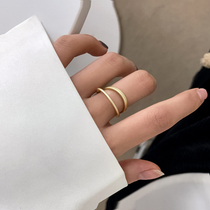 Matte double ring female ring cold style personality retro simple fashion niche design Open index finger ring