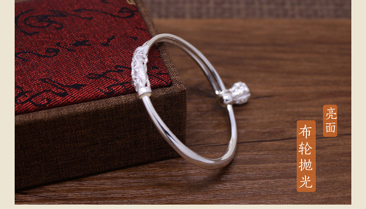 Vòng tay bạc S999 sterling bạc nữ mẫu bạc trơn bạc sterling bạc có thể thêm chuông để gửi bạn gái gửi mẹ vòng đá mắt hổ