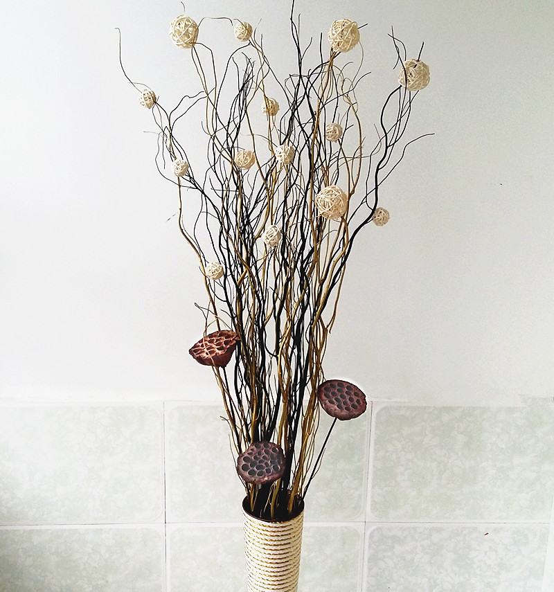 Flower arrangement ash willow dry branches and branches decoration living room floor-to-ceiling window partition home decoration dry flowers modern simplicity