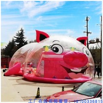 Custom inflatable transparent pig type castle pink cute pig park large outdoor activities Whale Island Air model pink pig