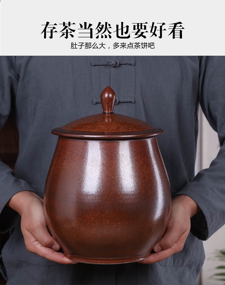 Jingdezhen ceramics with cover the tea pot storage tank household seal pot large moisture mildew insects barrel