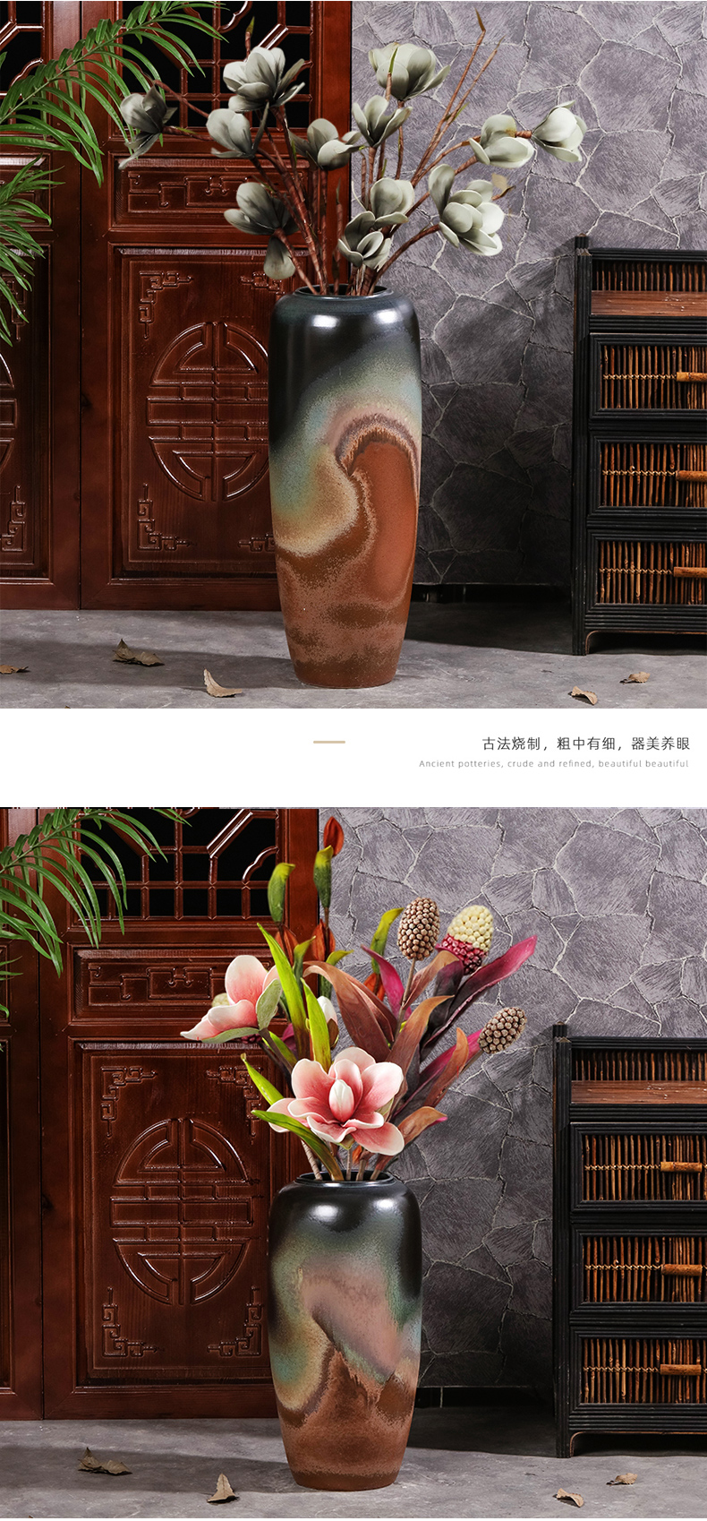 New Chinese style ceramic zen ground vase b&b hotel decorate the sitting room porch TV ark, dry flower arranging flowers is placed