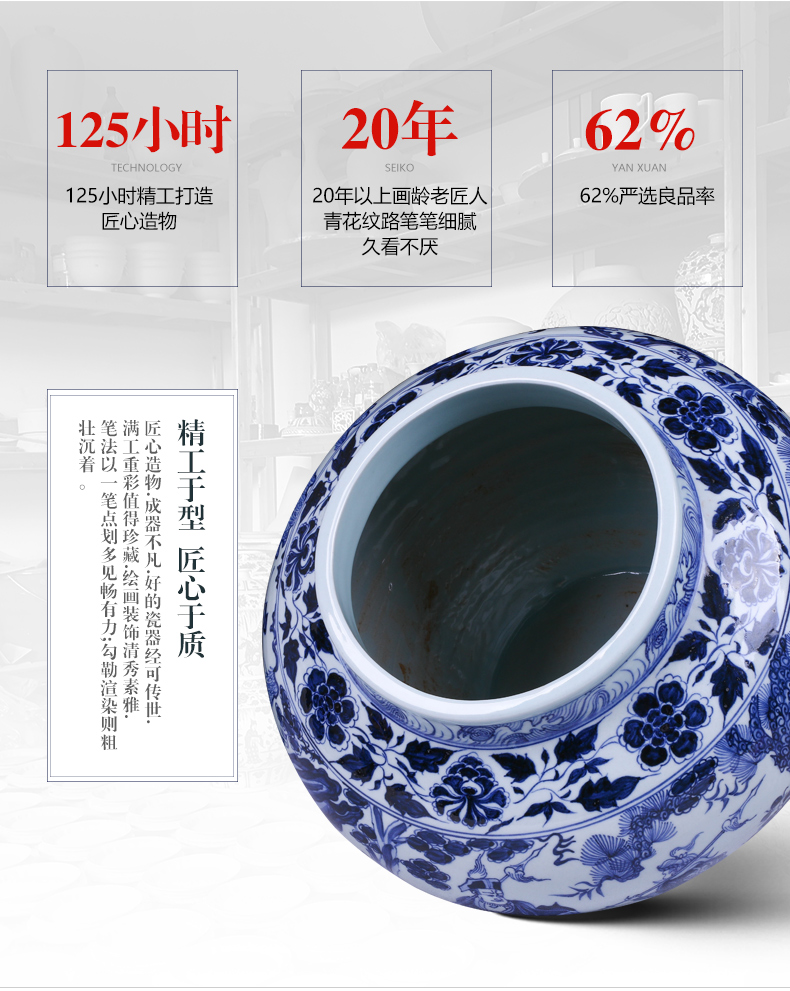 Chinese style household furnishing articles archaize yuan blue and white porcelain of jingdezhen ceramics guiguzi vase flower arrangement sitting room adornment