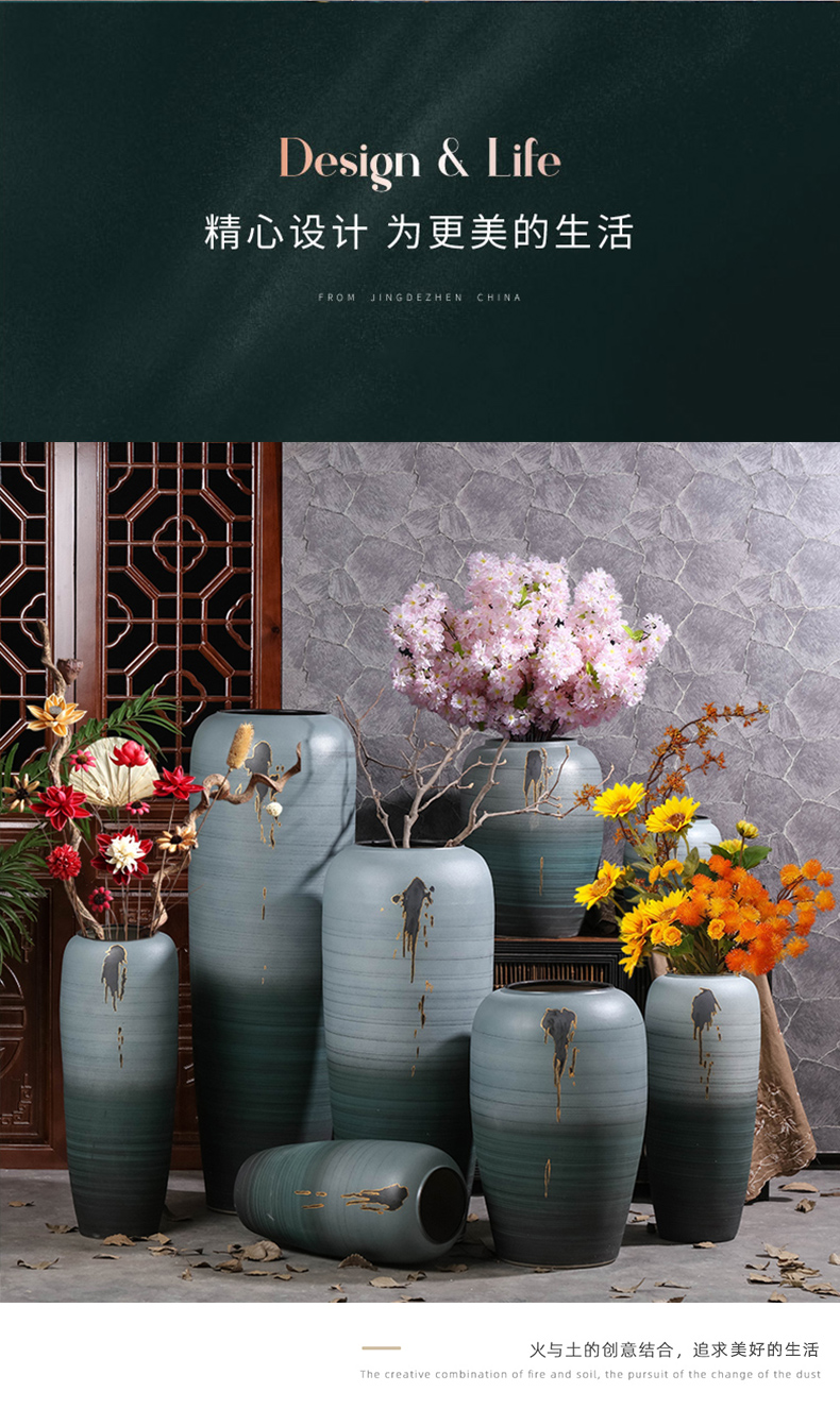 New Chinese style ceramic vase landing furnishing articles hotel home sitting room porch light dry flower decoration key-2 luxury flower arrangement