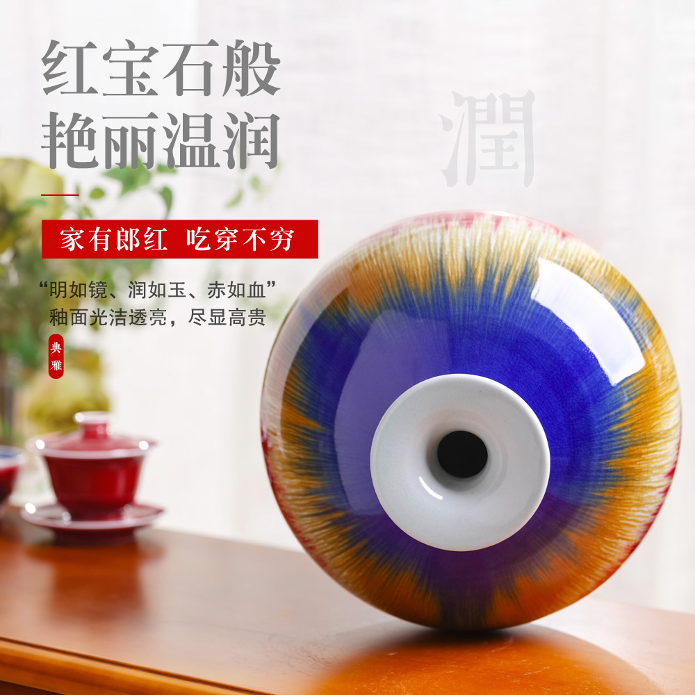 Jingdezhen ceramics ruby red glaze antique vase home sitting room TV ark adornment style rich ancient frame furnishing articles