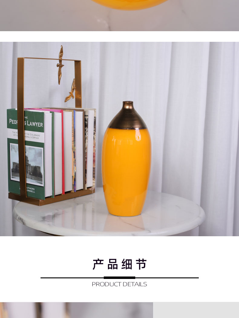 Ceramic floret bottle Nordic flower arranging desktop furnishing articles American pure color orange tea table table contracted design decoration