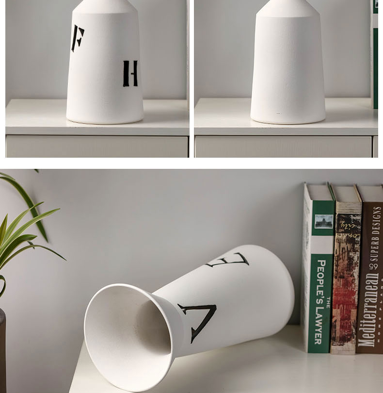 Nordic design is pure white ceramic vase medium contracted wind letter sitting room adornment is placed between example desktop