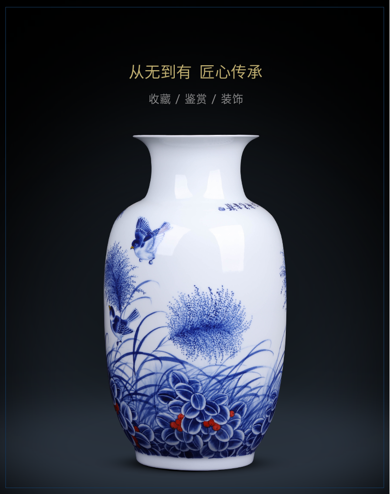 Jingdezhen hand - made ceramic vases, flower arranging furnishing articles of Chinese style vogue to live in rich ancient frame sitting room handicraft ornament