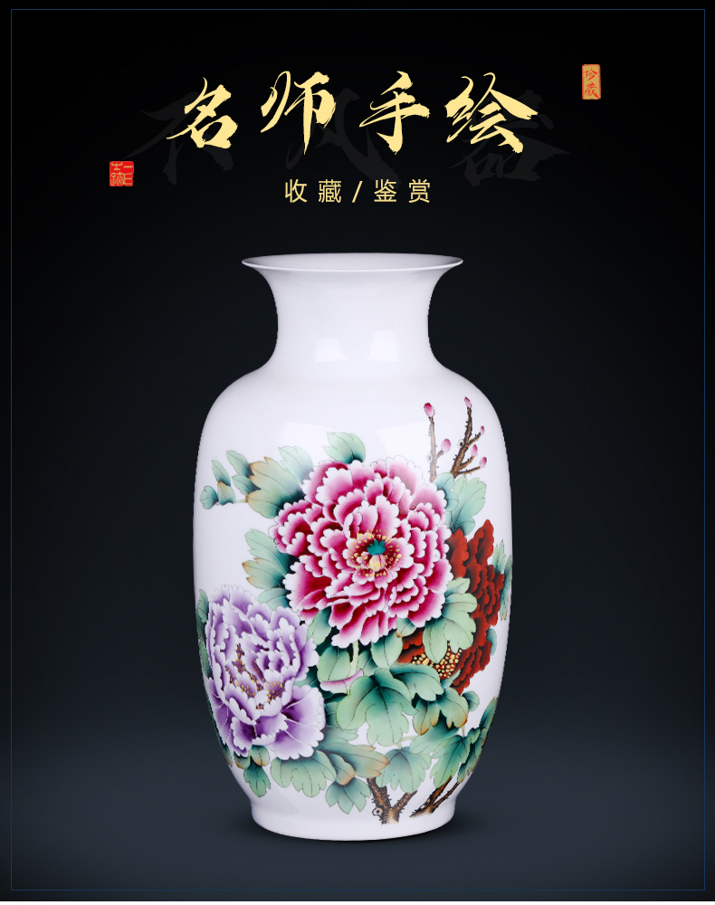 Jingdezhen ceramic vases, flower arranging large hand - made famille rose porcelain of new Chinese style household adornment TV ark, furnishing articles