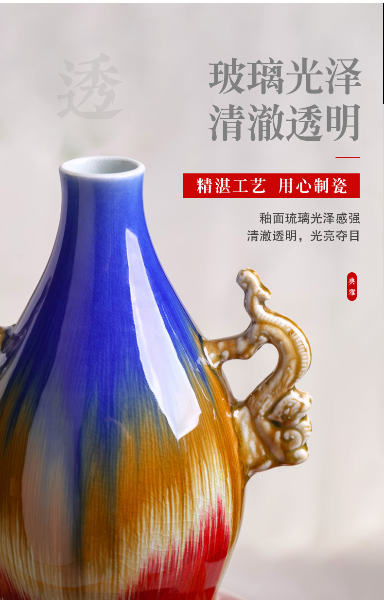 Jingdezhen ceramics ruby red glaze vase flower arranging TV ark adornment archaize sitting room of Chinese style household furnishing articles