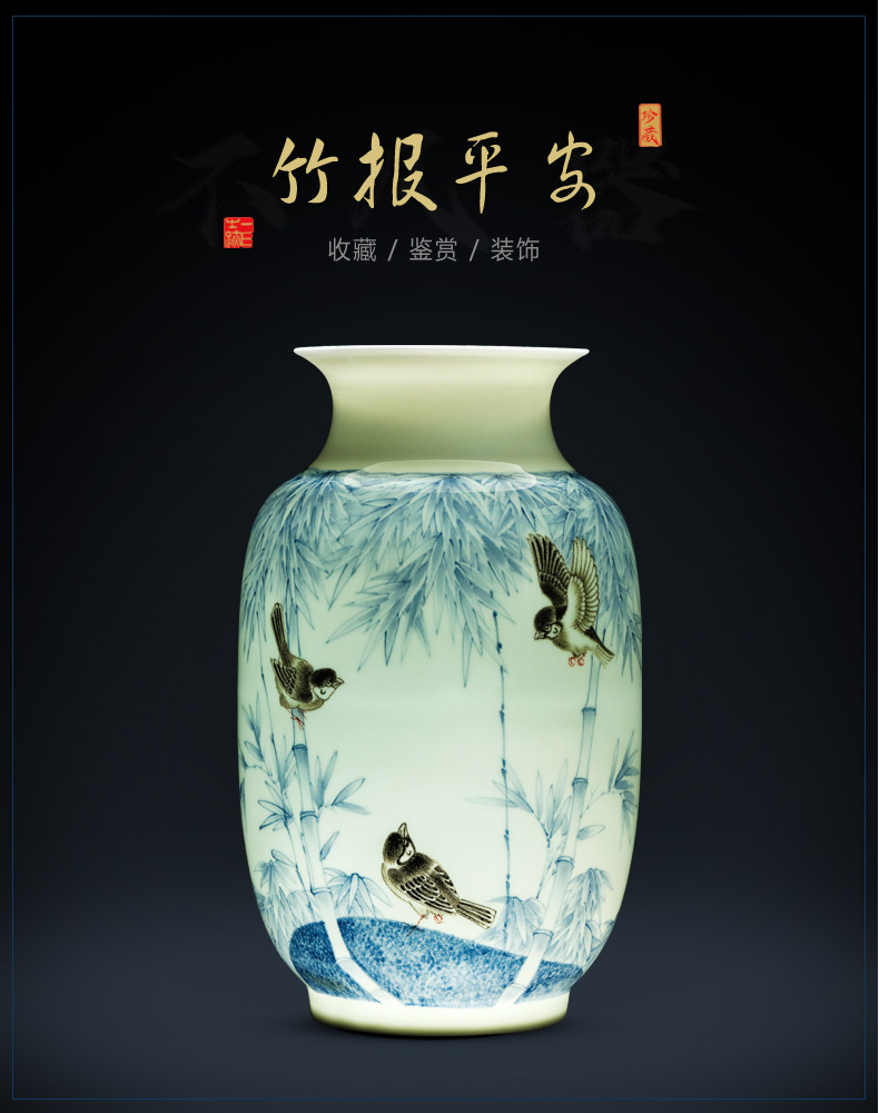 Jingdezhen ceramics vase large flower arranging living room place Chinese TV ark adornment blue and white porcelain