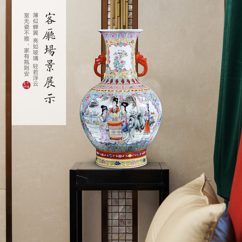 Jingdezhen ceramics furnishing articles antique vase famille rose had Chinese style household desktop sitting room adornment ornament