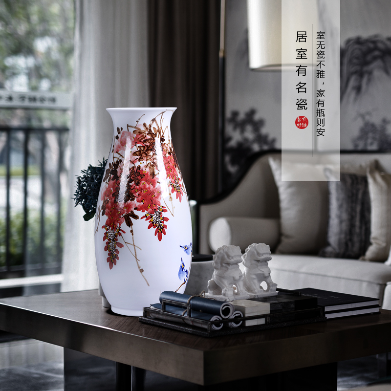 Jingdezhen ceramic vase furnishing articles large famous hand - made ziyun fragrance of new Chinese style home sitting room adornment