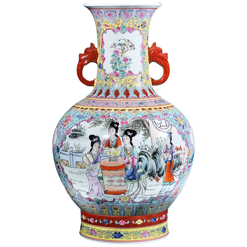 Jingdezhen ceramics furnishing articles antique vase famille rose had Chinese style household desktop sitting room adornment ornament