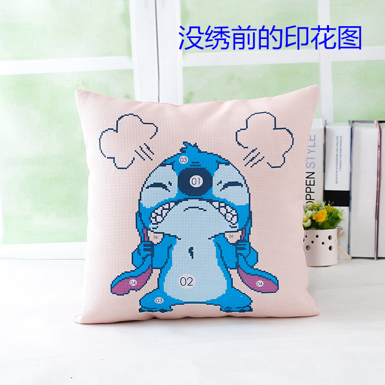 Cross stitch gối nhân vật hoạt hình Stitch gối ngủ sofa gối đệm lễ hội xe hơi - Công cụ & phụ kiện Cross-stitch tranh thêu chữ thập lưu thủy sinh tài