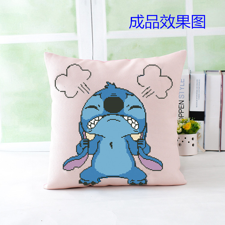 Cross stitch gối nhân vật hoạt hình Stitch gối ngủ sofa gối đệm lễ hội xe hơi - Công cụ & phụ kiện Cross-stitch tranh thêu chữ thập lưu thủy sinh tài