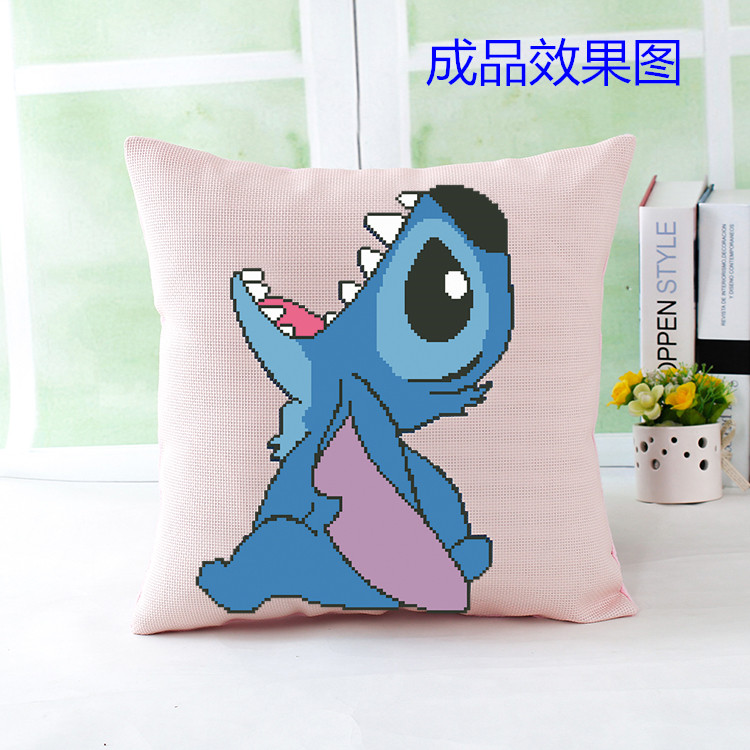 Cross stitch gối nhân vật hoạt hình Stitch gối ngủ sofa gối đệm lễ hội xe hơi - Công cụ & phụ kiện Cross-stitch tranh thêu chữ thập lưu thủy sinh tài