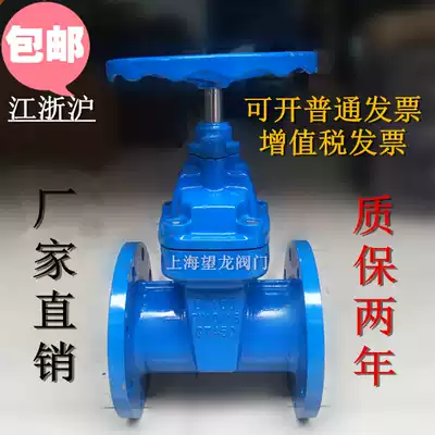 Shanghai Wanglong dark Rod soft seal flange gate valve dn50dn100 elastic seat seal valve cast iron National Standard spot