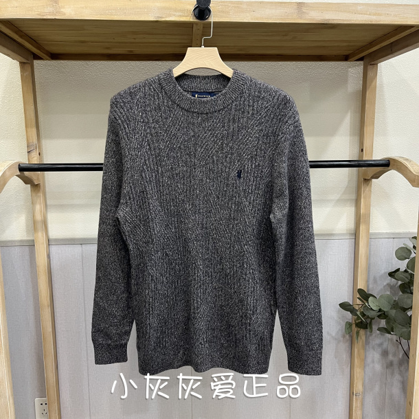 100% Wool Polowalk Genuine Men's Fashion Textured Thick Soft Wool Sweater Ae3W34220033