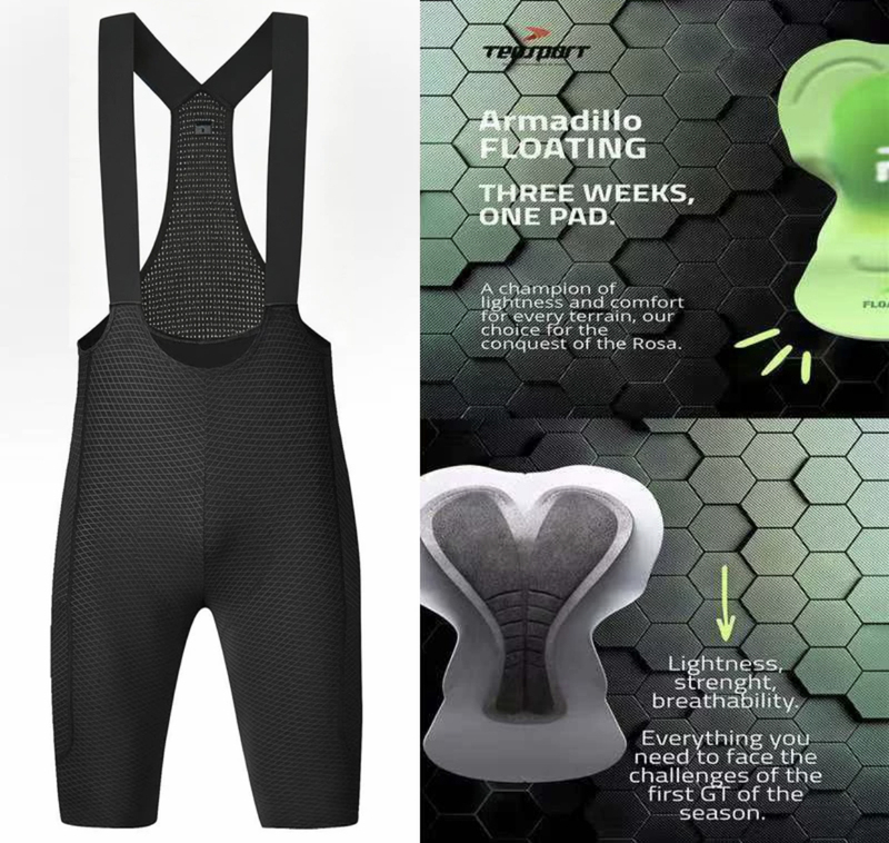 New K-Snow Bib Cycling Shorts, Genuine Italian Teosport Boga Cha Cushion, 3D Stereo Cut