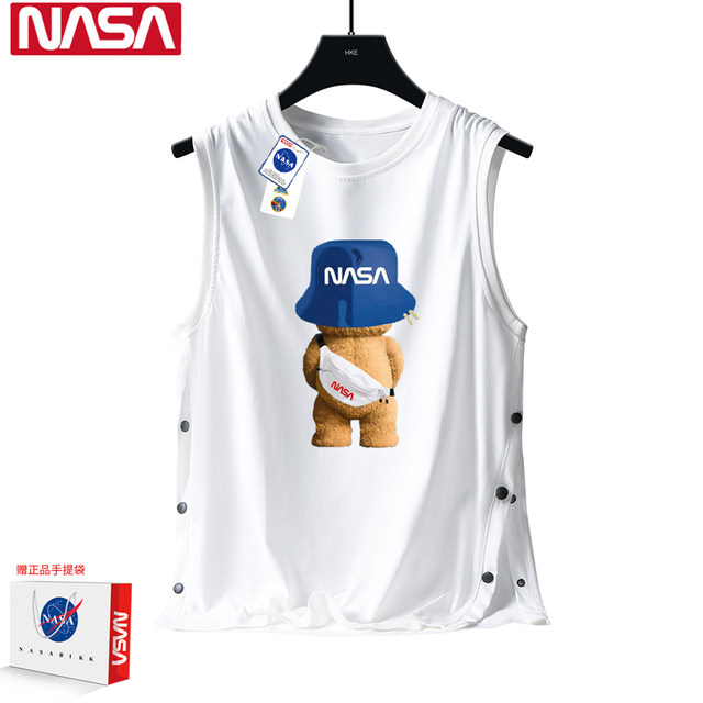 NASA ຮ່ວມມືຍີ່ຫໍ້ກິລາ bear trendy brand vest men's summer pure cotton vest new vest basketball t-shirts sleeveless