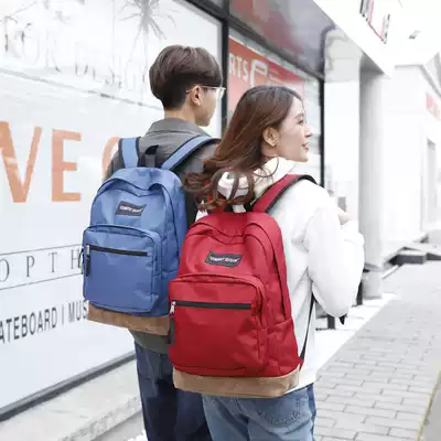 Simple backpack Junior high school student school bag female leisure bag waterproof travel bag high school student lightweight male canvas backpack tide