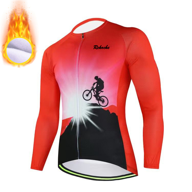 2021 new autumn and winter grip velvet riding suit long sleeve suit men's climbing bike warm clothes warm clothing