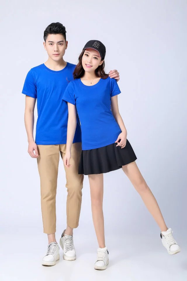 Combed AB cotton round neck short-sleeved T-shirt cultural shirt custom diy class clothes printing logo text couple wear