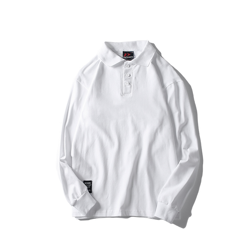 Mùa thu Nhật Bản rắn màu đơn giản áo thun dài tay nam cotton cotton thương hiệu mùa thu trẻ sinh viên áo thun áo phông có cổ