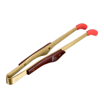 Original color tea clip pure brass wooden upgrade combined with tea tweezers tea set accessories tea chopsticks washing cup clip anti-slip clip