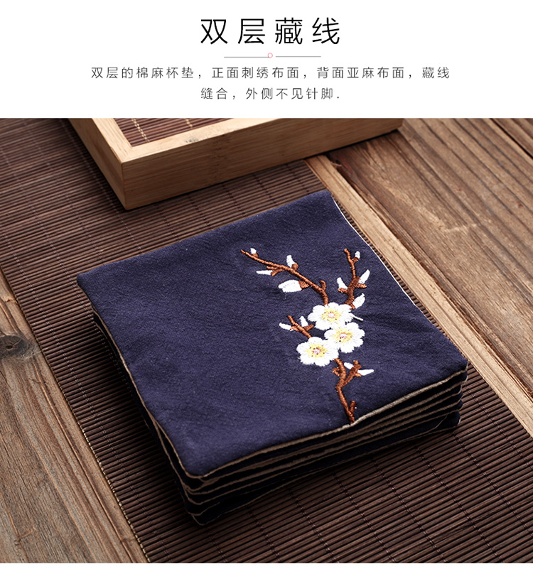 Màu sắc ban đầu cotton linen trà coaster cách nhiệt pad bảng mat hấp thụ nước non-slip vải ấm trà mat Kung Fu trà đặt trà lễ