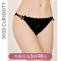 3 pieces of 98 yuan French underwear womens lace bow perspective hollow cotton antibacterial crotch low waist briefs