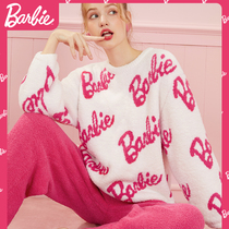 Curious Mies Barbie Pajamas Women Fleece Thick Home Clothing Sets Winter