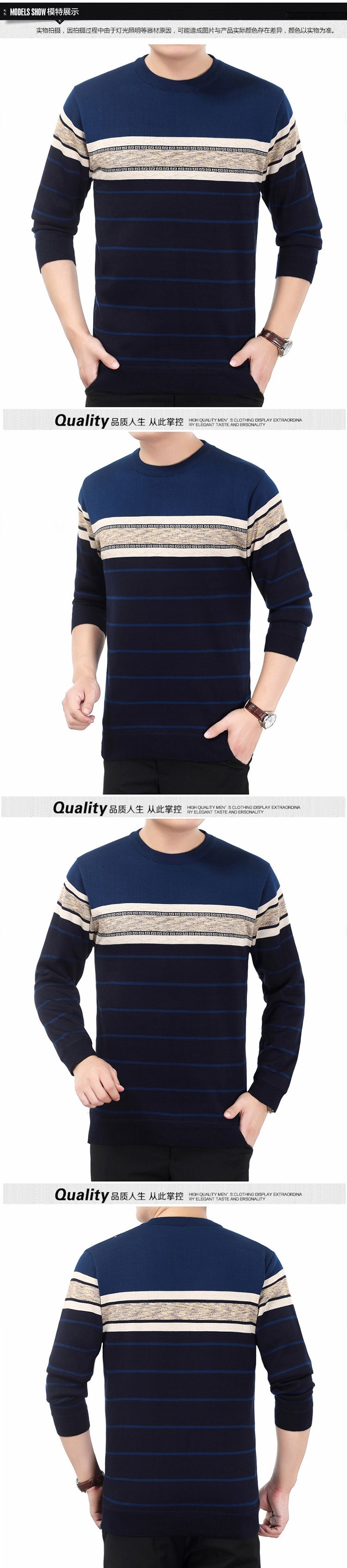 Bố mặc áo thun nam dài tay trung niên mùa đông cổ tròn cộng với áo nhung dày trung niên ấm áp 40-50 tuổi áo thun polo nam