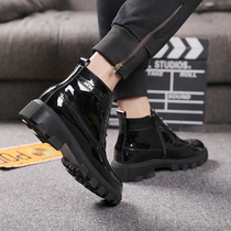 Mens Bullock Carved Flowers Mens Shoes Inner height 6cm mens invisible heightening leather shoes High Lacquered Leather Yingren Tide Shoes