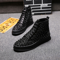 Hip Hop High Bunch Shoes Men Heightening Korean version trendy Martin boots Mens handsome Gas Leisure 100 Lap Rivets High Bunch of Shoes Male Tide