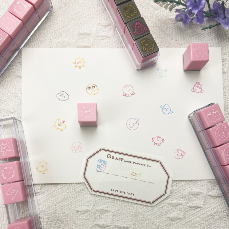 Japanese Imported Taiyopine (Tuo You Pai) High-Quality Multi-Colored Small Square Stamp Six-Link Stamp Blank Stamp for Self-Coloring